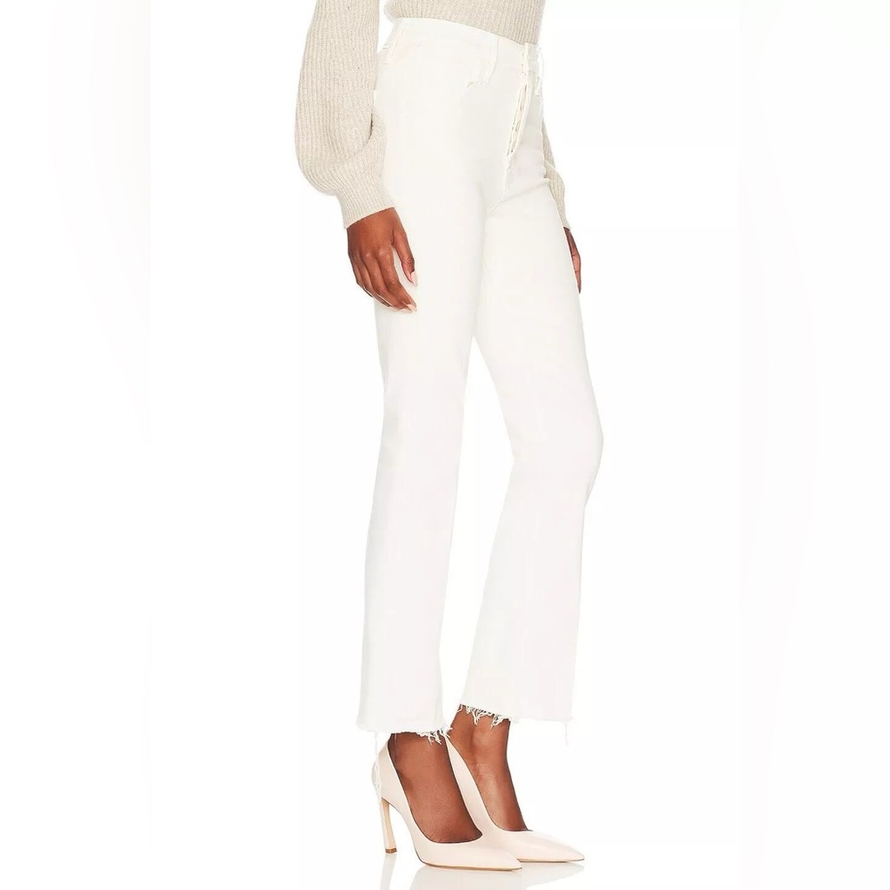 MOTHER The Tripper Ankle Fray Straight Jeans 34 in Play Date a Soft White